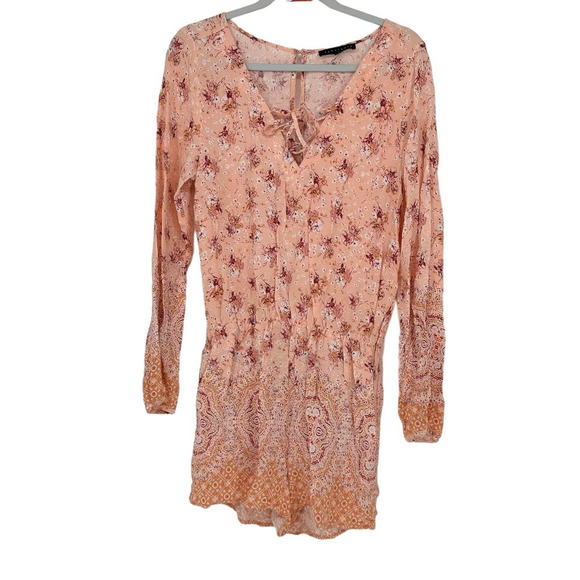 Sanctuary Pants - Sanctuary Peach Pink Multi Color Floral Pattern Romper Medium